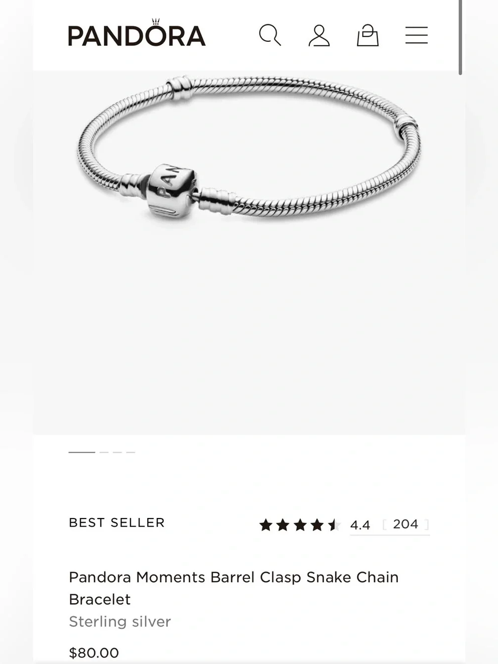 Pandora Silver Bracelet with Winnie the Pooh, Cross, & Braided Snap Charms